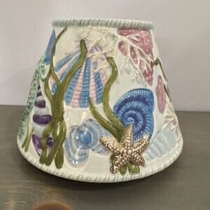 Seaside Beach Retired Yankee Candle Ceramic Shade Topper- Shells Seahorse